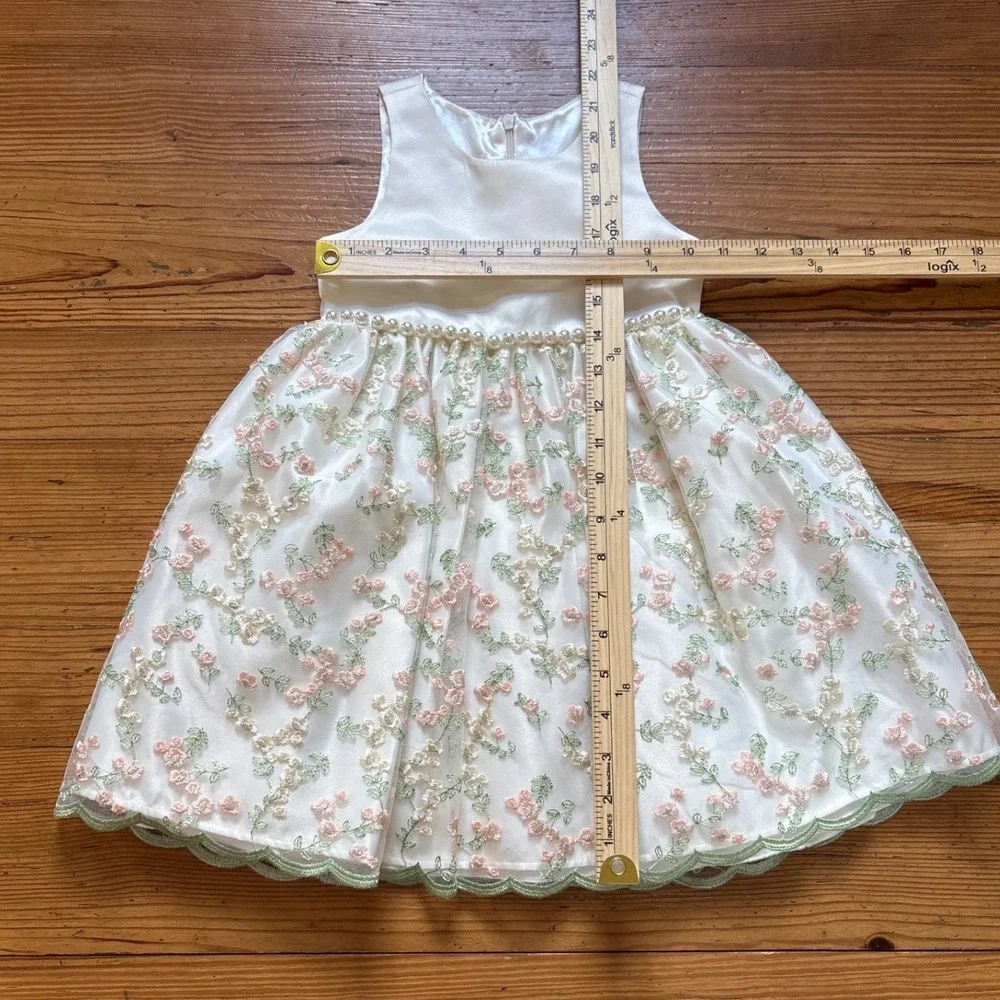 American Princess Dress Kids‎ White Floral Pearl Embroidered Party SIZE 3T